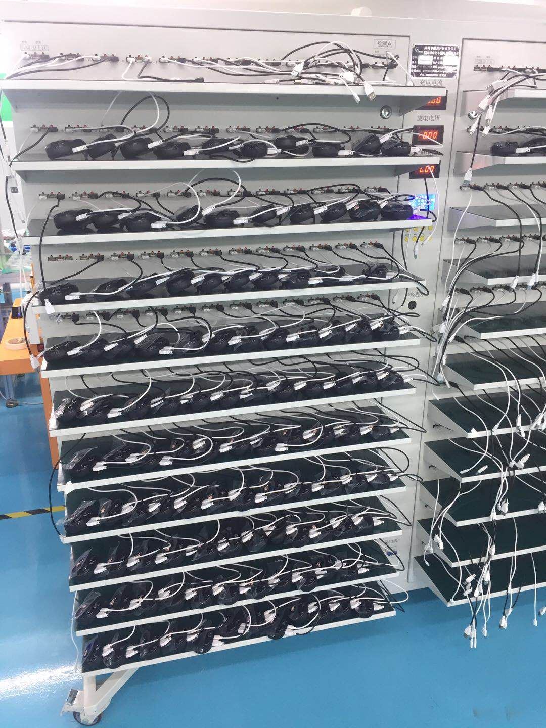 EngraSun factory — multi-tier charging-ageing rack